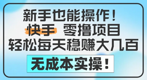 新手也能操作，快手零撸挣米，轻松每天挣2-5张，完全无成本-浩文网创