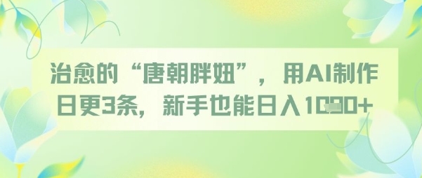 治愈的“唐朝胖妞”，用AI制作日更3条，新手也能日入多张-浩文网创