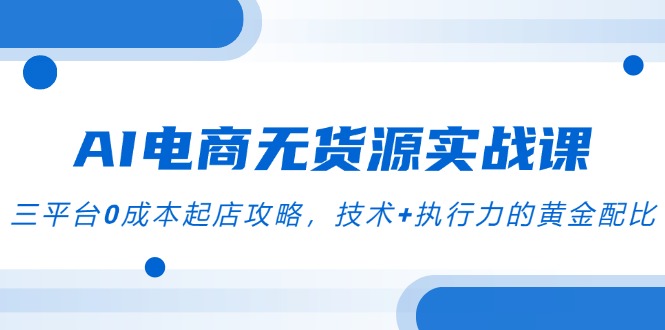 AI电商无货源实战课，三平台0成本起店攻略，技术+执行力的黄金配比-浩文网创