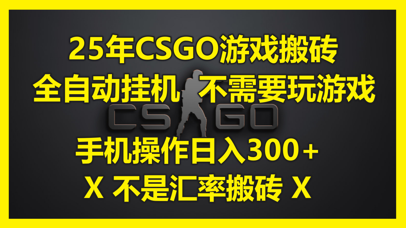 25年CSGO游戏搬砖，全自动挂机，不需要玩游戏，手机操作日入300+。(不…-浩文网创