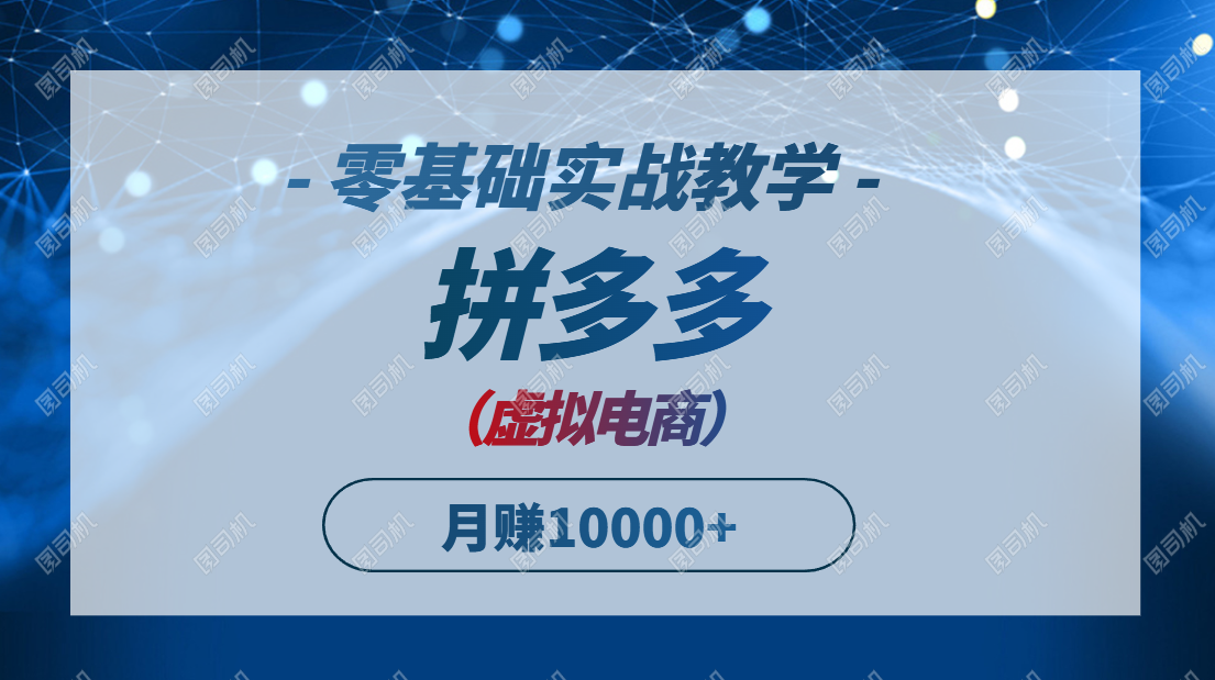拼多多虚拟电商，零基础实战教学，快速打爆商品，新手也能月入10000+-浩文网创