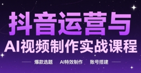抖音运营与AI视频制作实战课程，爆款选题-AI特效制作-账号搭建-浩文网创