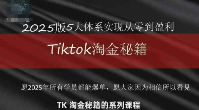 TikTok跨境2025淘金秘籍，​2025TikTok从0到盈利变现-浩文网创