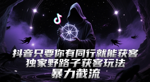 抖音只要你有同行就能获客，独家野路子获客玩法，暴力截流【揭秘】-浩文网创