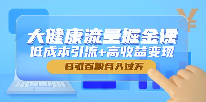 大健康流量掘金课，低成本引流+高收益变现，日引百粉月入过万-浩文网创