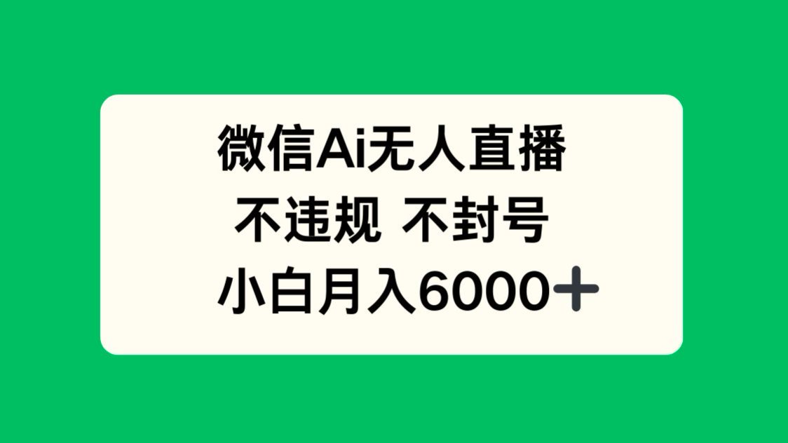 微信AI无人直播，不违规 不封号 ，小白月入6000+-浩文网创