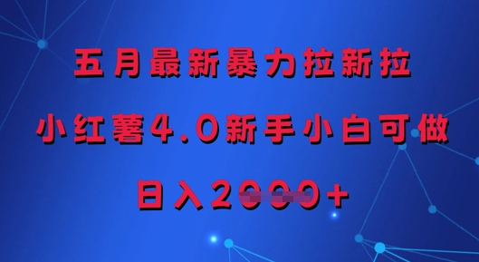 五月最新暴力拉新拉，小红薯4.0新手小白可做，日入多张-浩文网创