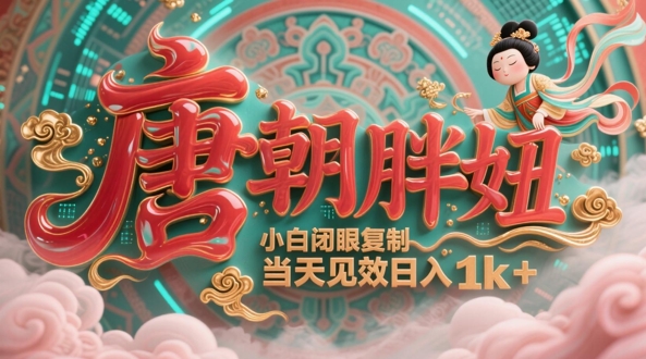 用AI克隆“唐朝胖妞”日更3条，平台疯狂推流，小白闭眼复制，当天见效，日入1k+-浩文网创
