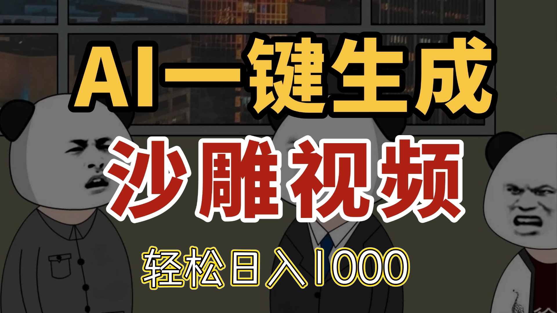 AI一键生成沙雕视频，一条视频千万播放，轻松日入1000-浩文网创