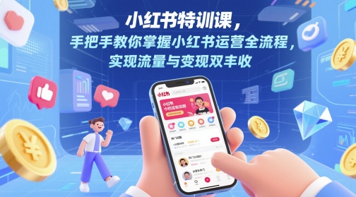 小红书特训课，手把手教你掌握小红书运营全流程，实现流量与变现双丰收-浩文网创