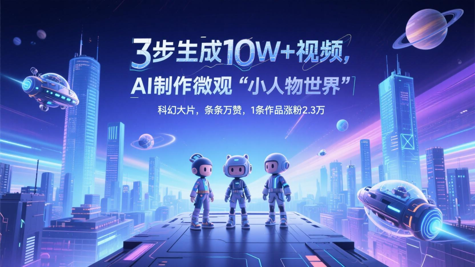 三步生成10W+视频，AI制作微观“小人物世界”科幻大片，条条万赞，1条作品涨粉2.3万-浩文网创