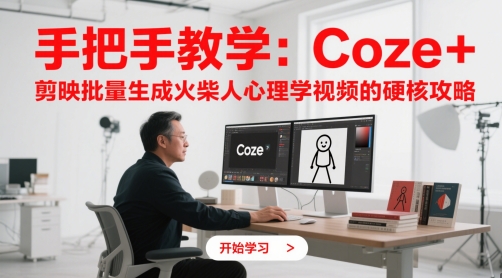 手把手教学：Coze + 剪映批量生成火柴人心理学视频的硬核攻略-浩文网创