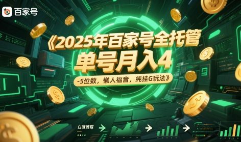2025年百家号全托管，单号月入4-5位数，懒人福音，纯挂G玩法【揭秘】-浩文网创