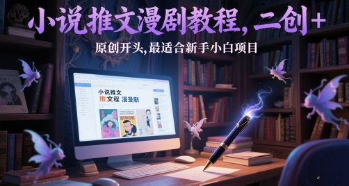 小说推文漫剧教程，二创+原创开头，最适合新手小白项目-浩文网创