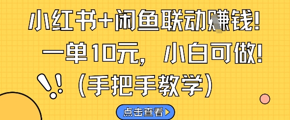小红书+闲鱼联动挣钱，一单10元，小白可做-浩文网创