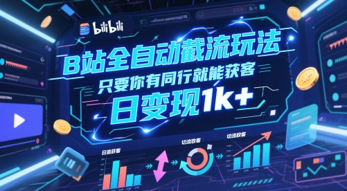 B站全自动截流玩法只要你有同行就能获客，日变现1k+【揭秘】-浩文网创