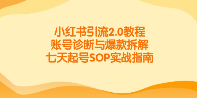 小红书引流2.0教程，账号诊断与爆款拆解，七天起号SOP实战指南-浩文网创