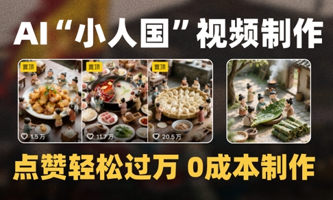 爆款1000W+播放微缩景观迷你小人国AI视频0成本制作全流程教学-浩文网创