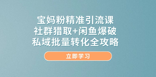 宝妈粉精准引流课，社群猎取+闲鱼爆破，私域批量转化全攻略-浩文网创