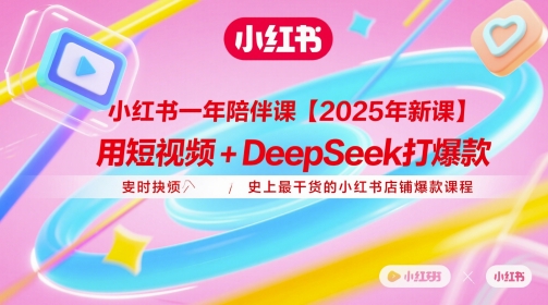 小红书一年陪伴课【2025年新课】，用短视频+deepSeek打爆款，史上最干货的小红书店铺爆款课程-浩文网创